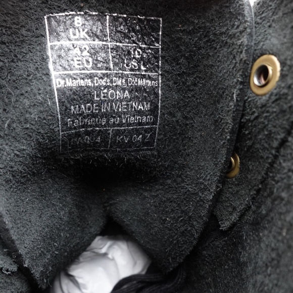 NEW Dr. Martens Leona Platform Boots 32215001 Black Nubuck - Picture 2 of 9